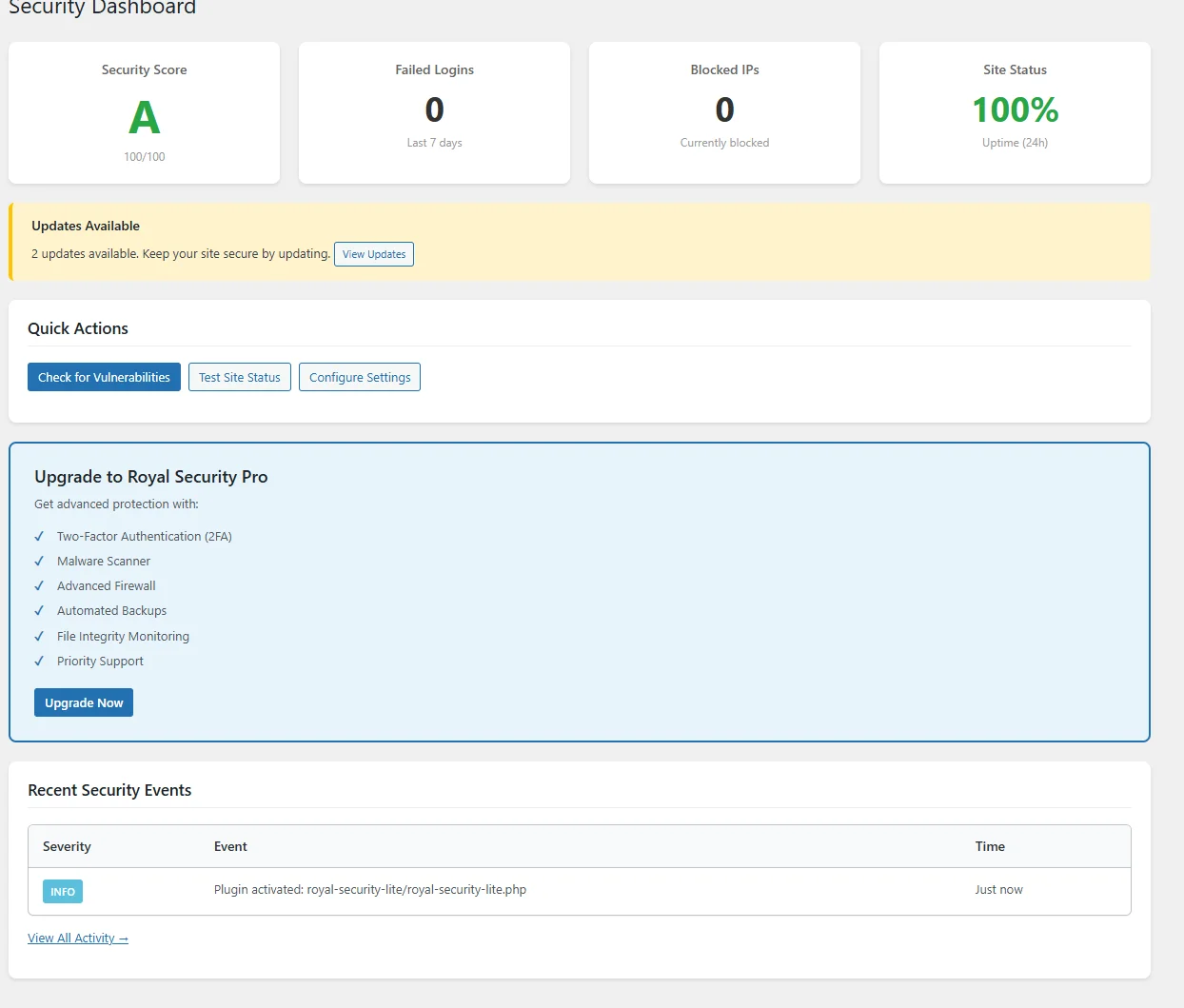 GuardPress Dashboard